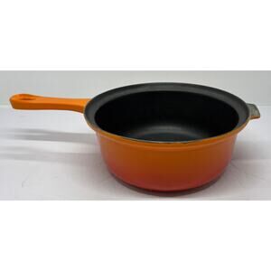 Vintage Le Creuset Flame Orange Red Cast Iron 8.5” Saucepan Pot #22 No Lid